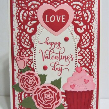 Cupcake and Roses Valentine Card