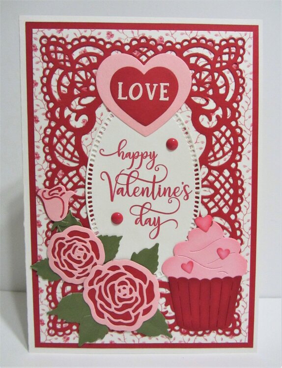 Cupcake and Roses Valentine Card