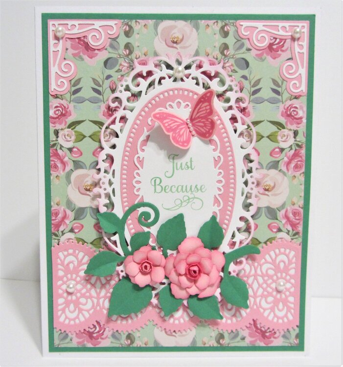Pink Rose Baroque Card