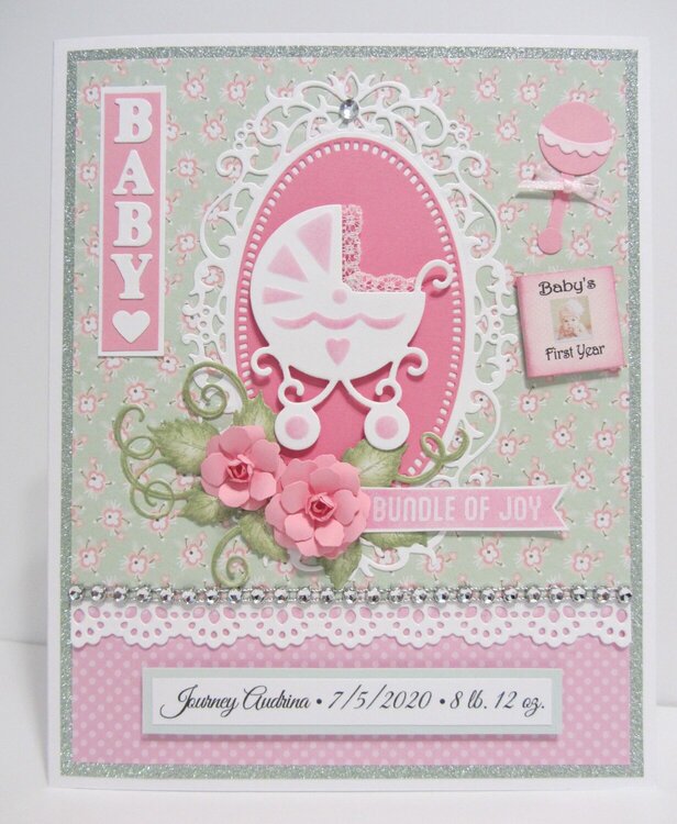 Baby Girl Card with Buggy