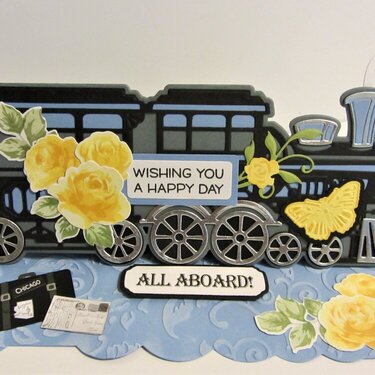 Antique Train Slim Card with Yellow Roses
