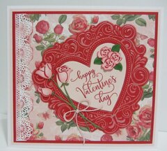 Red Heart and Roses Valentine Card