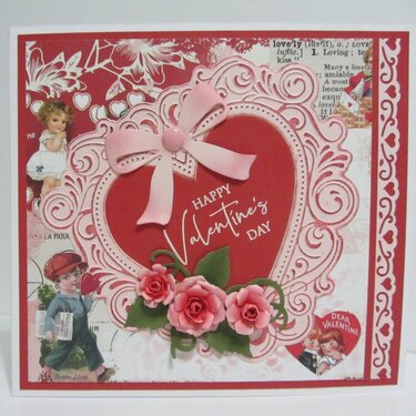 Vintage Pink Heart Valentine Card