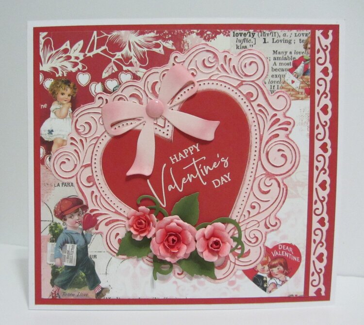 Vintage Pink Heart Valentine Card