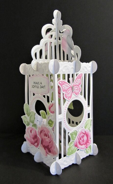 Bird Cage Card with Pink Roses