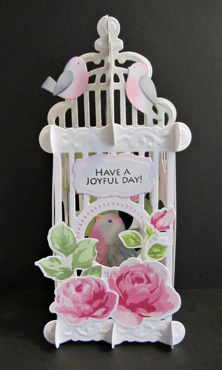 Bird Cage Card with Pink Roses