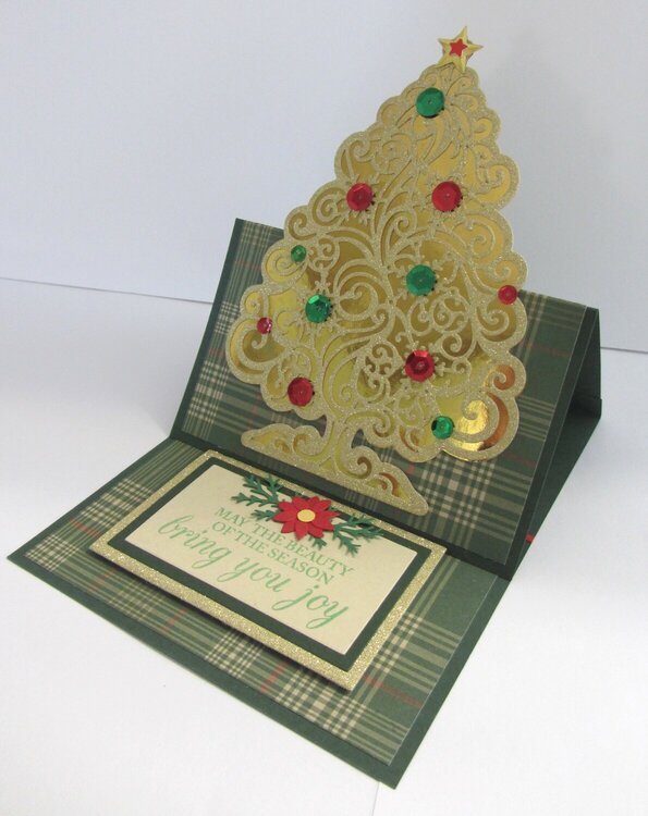 Gold Tree Easel Christmas Card