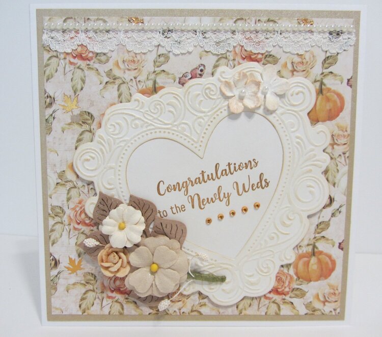 Wedding Card with Pumpkin and Roses
