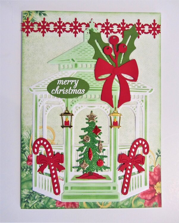 Gazebo with Tree Christmas Card