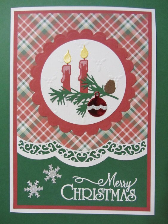 Christmas Card with Plaid Background
