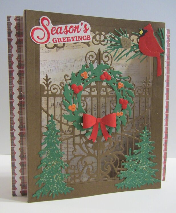 Christmas Shadowbox Gate Card with Cardinal