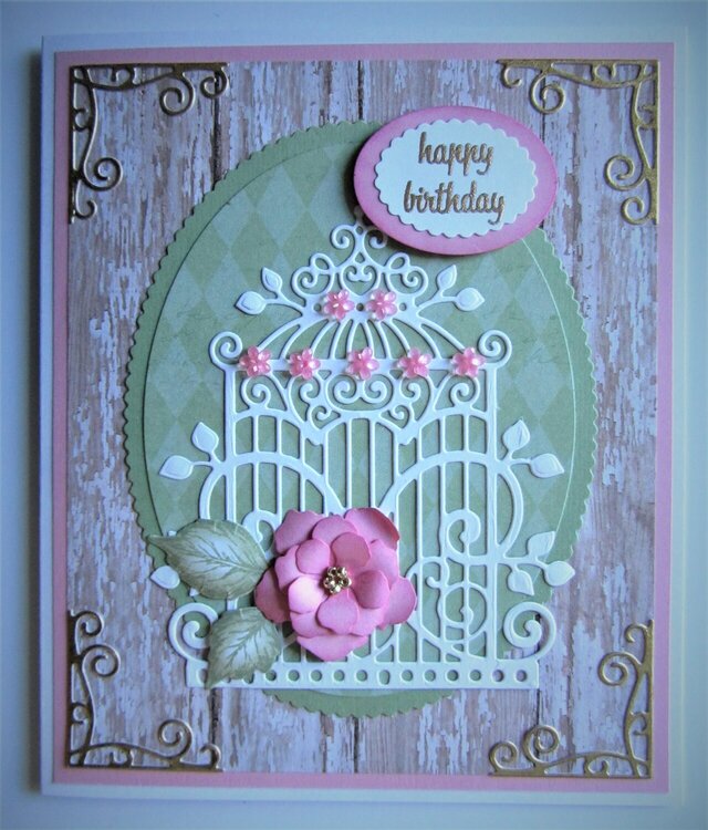 Birthday Card with Ornate Birdcage