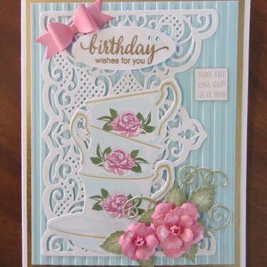 Rose Tea Cups Birthday Card