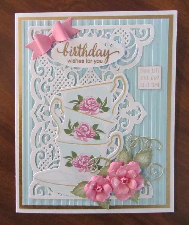 Rose Tea Cups Birthday Card