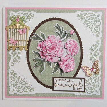 Decoupage Peony Card