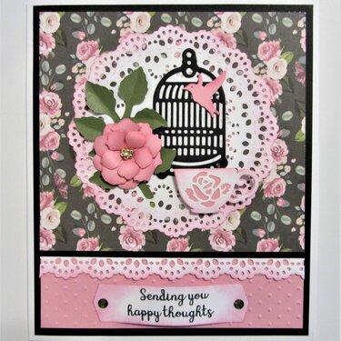 Doily with Pink Roses Card