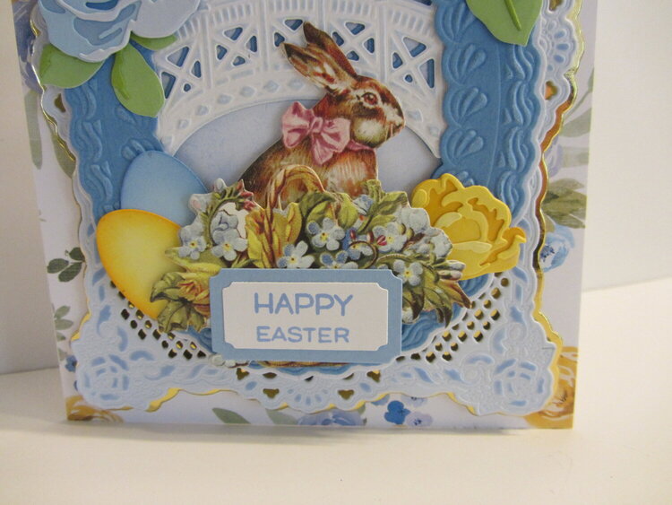 Sugar Egg Easter Card with Blue and Yellow Roses