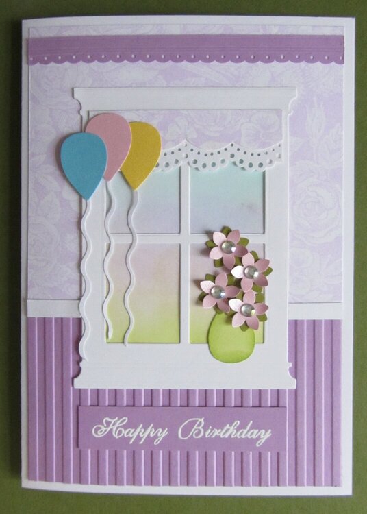 Lavender Window Birthday Card