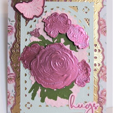 Layered Foil Roses with Hugs Card