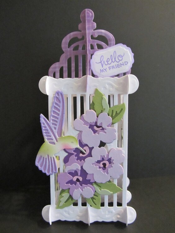 Purple Floral Bird Cage Card