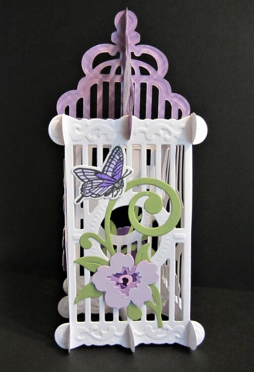 Purple Floral Bird Cage Card