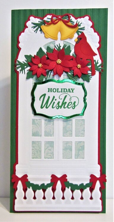 Slimline Window with Bells Christmas Card