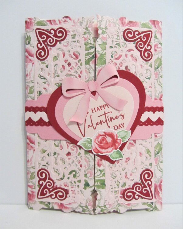 Valentine Shutter Card Closed with Belly Band