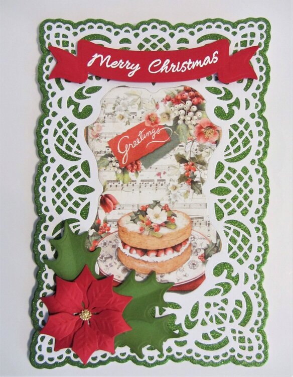 Victorian Frame Christmas Card with Cake