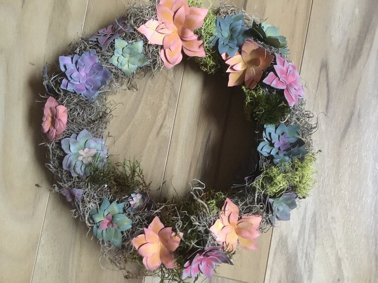 Wreath with paper succulents