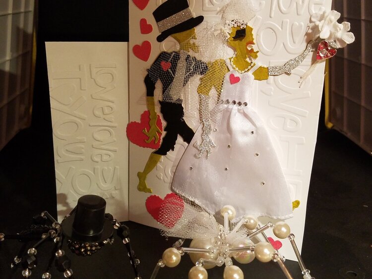 Zombie Bride and Groom Card and beaded spiders