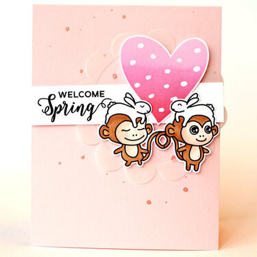 Welcome Spring Monkey Card