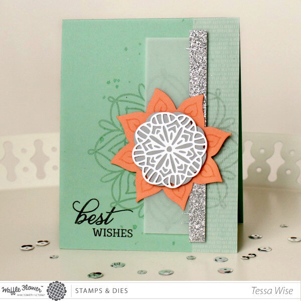 Best Wishes Lacy Flowers Card