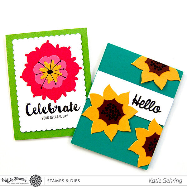 Celebrate and Hello Lacy Flower Mats Cards