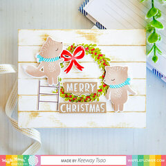 Merry Wreath with Vertical Stripes background