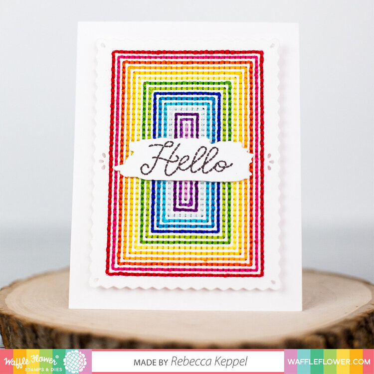 Stitched Rainbow Hello Card