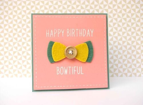 Felt bow birthday card