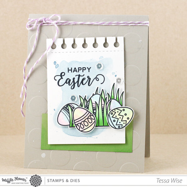 Happy Easter Eggs in Grass Card