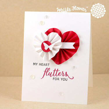 My Heart Flutters For You 3D Rosette Hearts Card