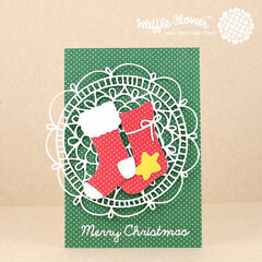 Stockings over Doily Circle Card