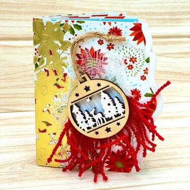 Christmas Mini Album with Wood Ornament.