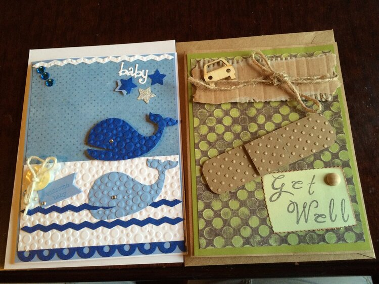 Baby shower card and a Get Well soon card