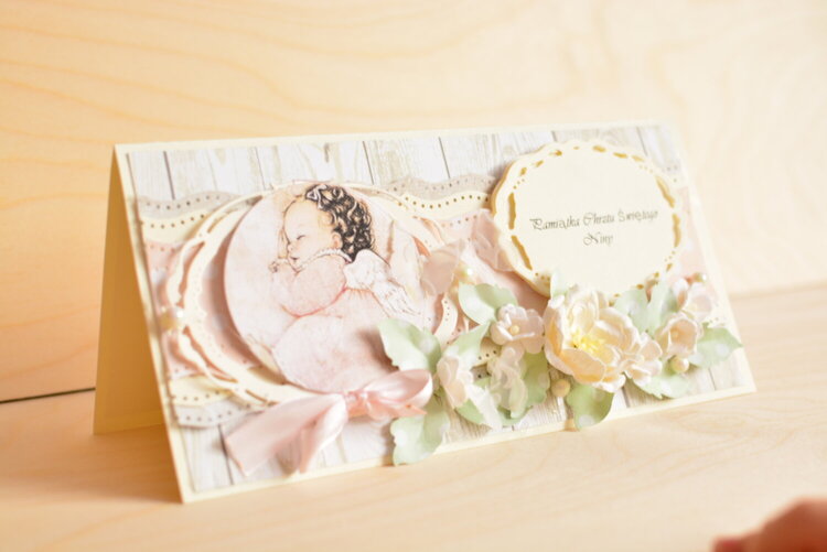 baby christening card, baby shower card, https://www.facebook.com/HandmadebyKrainaWyobrazni/