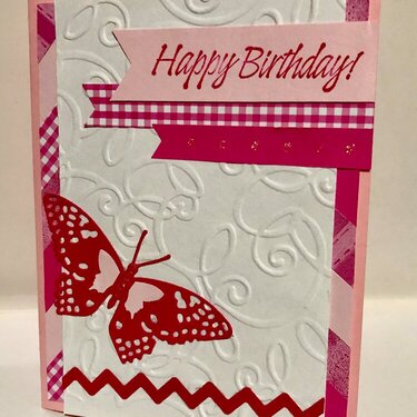 Pink HB Butterfly Card