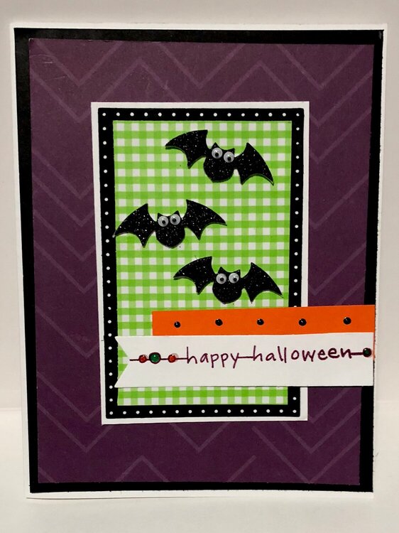Batty Halloween Gingham Card