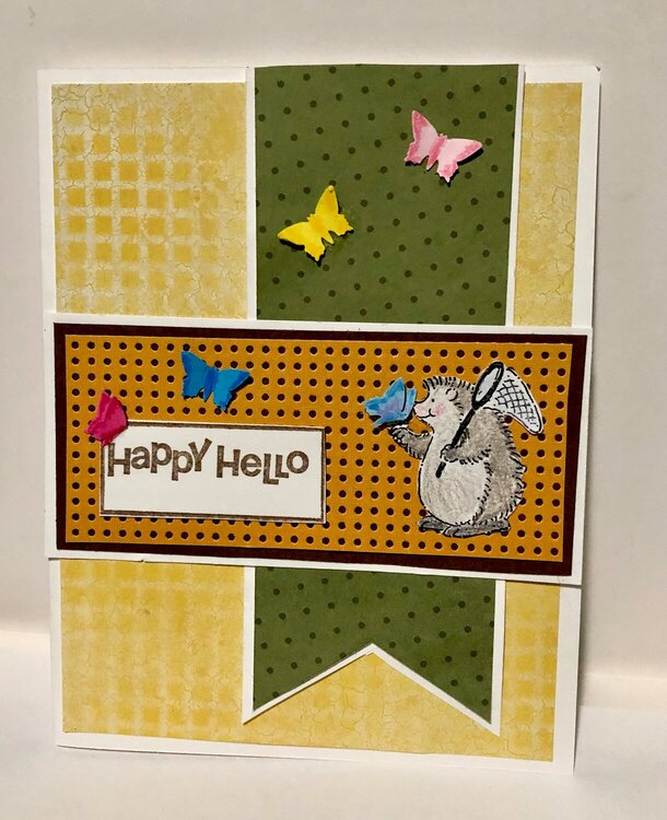 Hedgehog and Butterflies Birthday Card