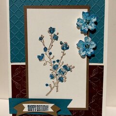 Blue and Brown Floral Card