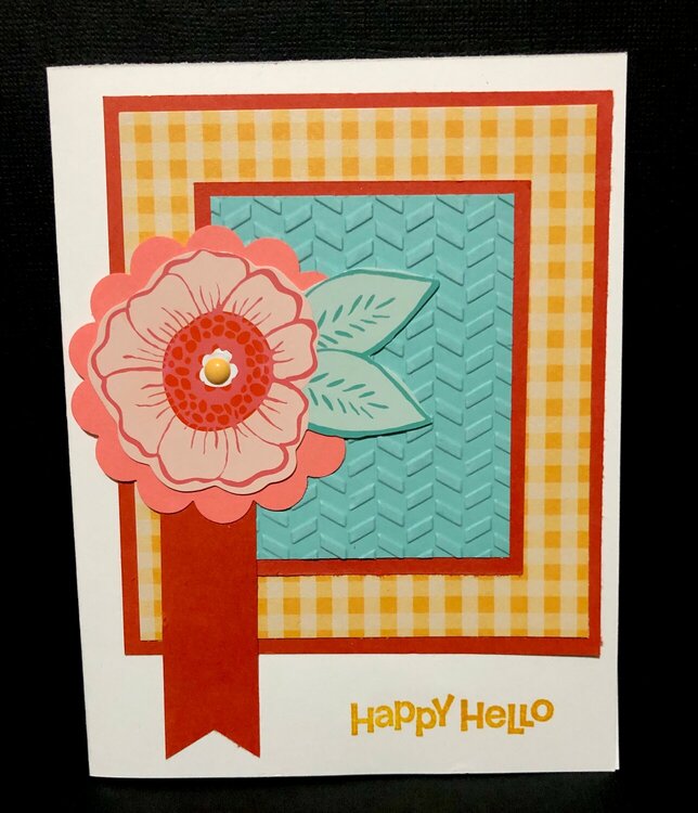 Flower and Gingham Hello Card