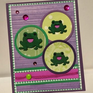 Three Frogs in Circles Card