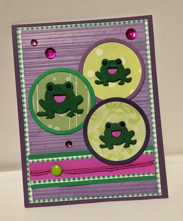 Three Frogs in Circles Card