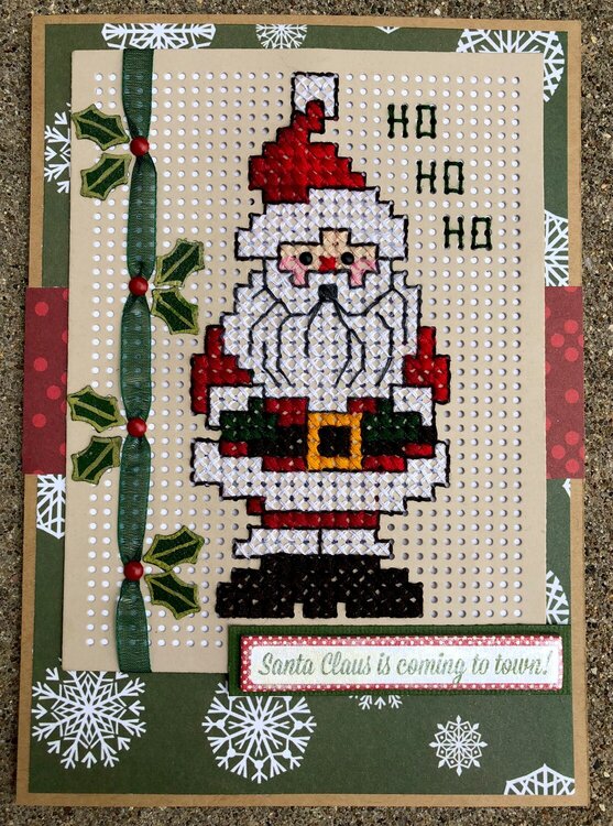 Cross Stitched Santa Card